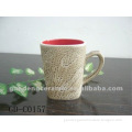 red touchable glazed coffee cup ceramic